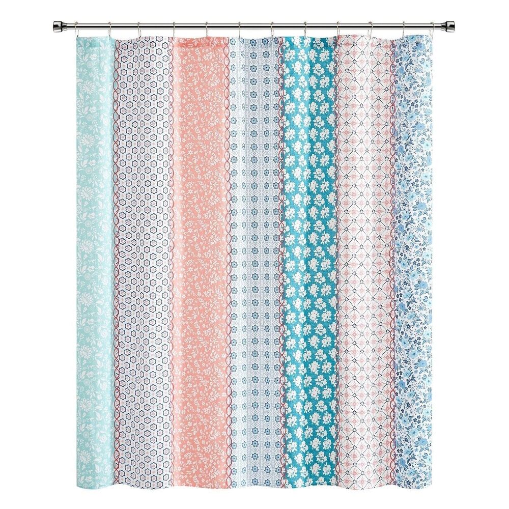 Pioneer Woman Ditsy Patchwork Shower Curtain Fabric Vintage Quilt Style Bath NEW